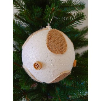 Новорічні кулі білі з декором Ø100мм, ціна за набір 2 шт (SH244)